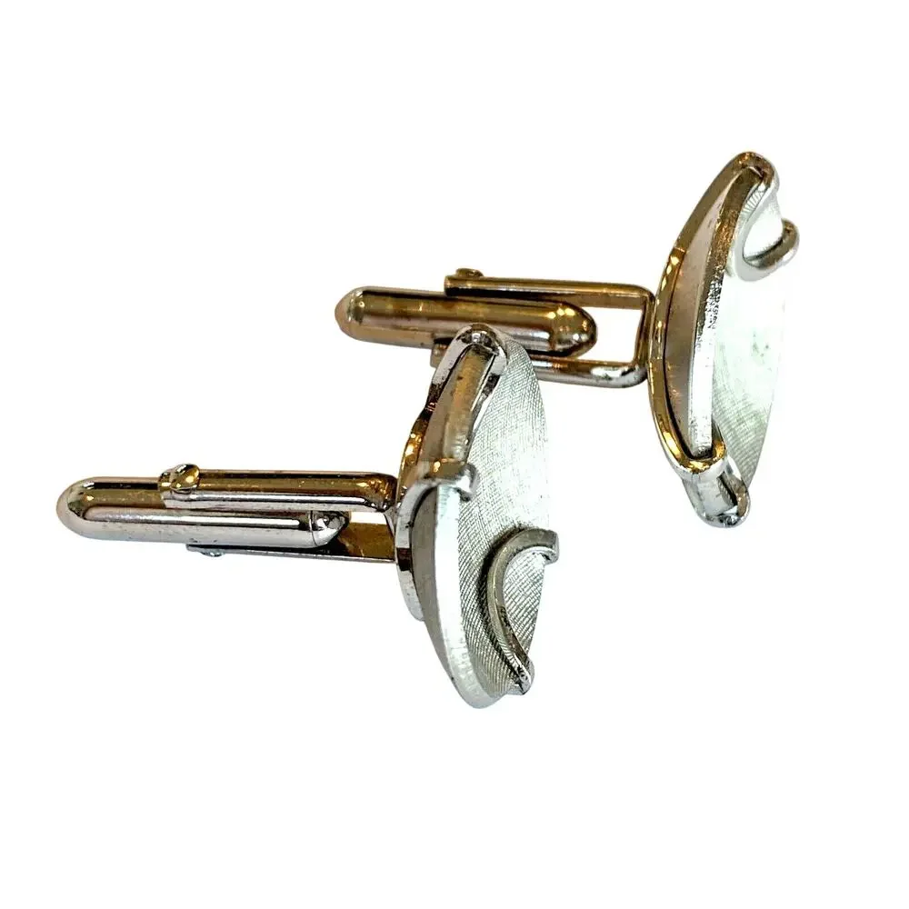 Vintage Swank Cufflinks Silvertone Frosted Finish Round Classic Mens Mid Century